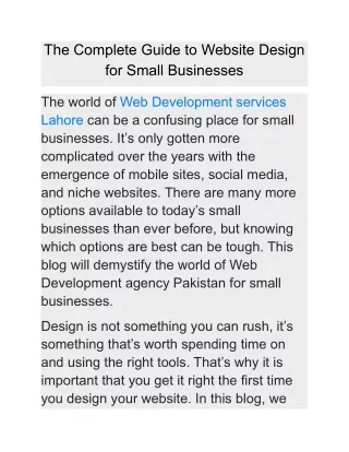 the complete guide to website design for small