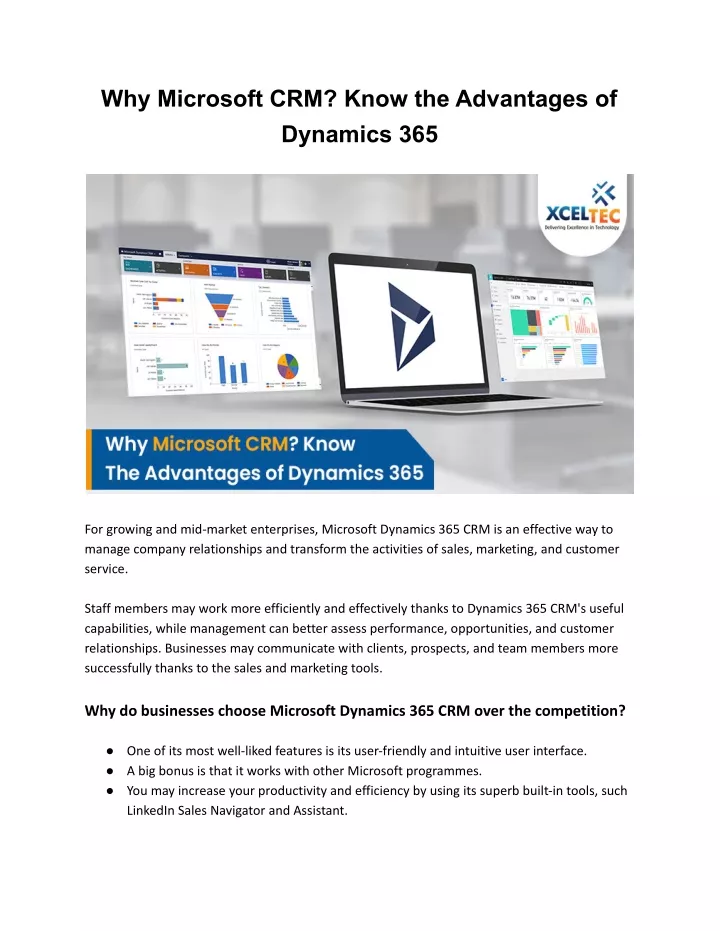 why microsoft crm know the advantages of dynamics