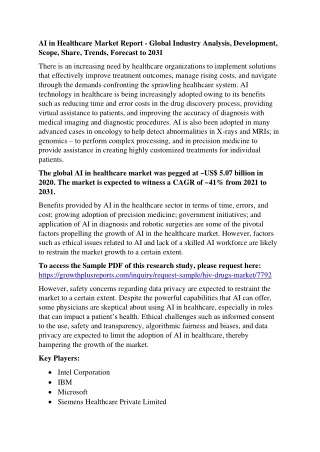 ai in healthcare market report global industry