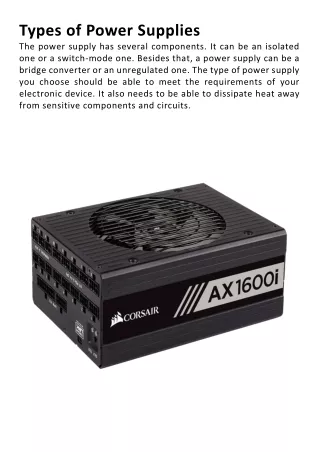 types of power supplies the power supply