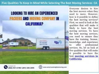 five qualities to keep in mind while selecting the best moving services ca