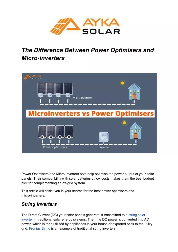 the difference between power optimisers and micro