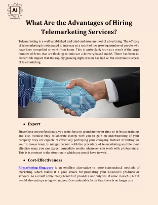 What Are the Advantages of Hiring Telemarketing Services