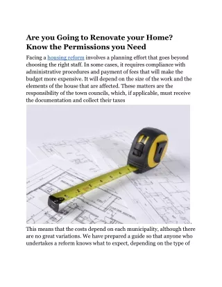 Are you going to renovate your home? Know the permissions you need