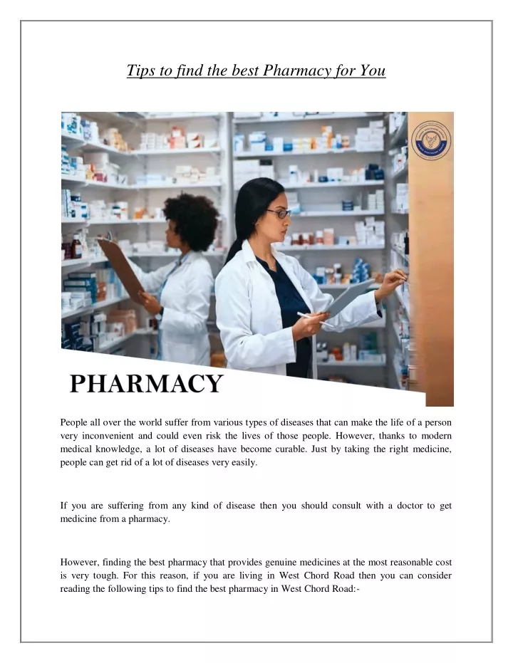 tips to find the best pharmacy for you
