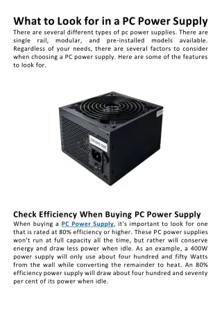 what to look for in a pc power supply there