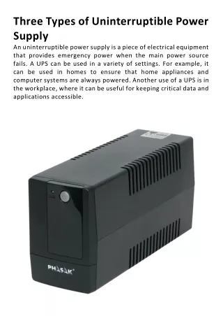 three types of uninterruptible power supply