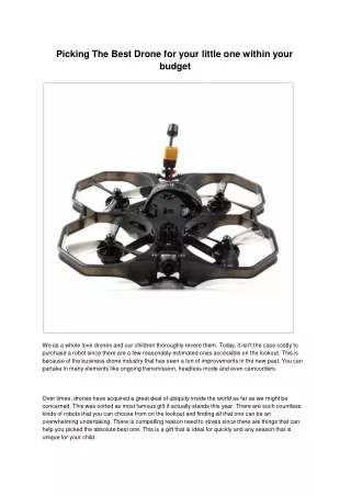 Picking The Best Drone for your little one within your budget.ppt