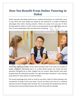 How You Benefit From Online Tutoring in Dubai