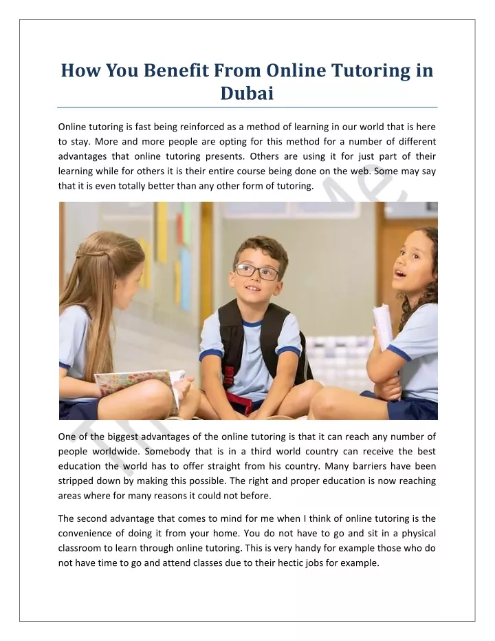 how you benefit from online tutoring in dubai