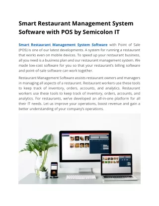 smart restaurant management system software with