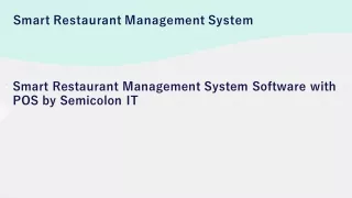 smart restaurant management system