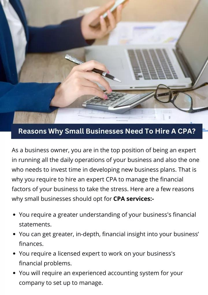 reasons why small businesses need to hire a cpa