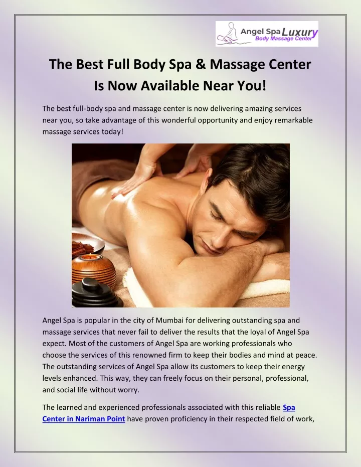 the best full body spa massage center