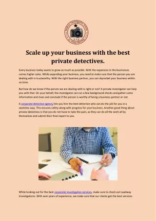 Scale up your business with the best private detectives
