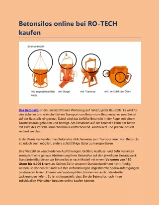 Betonsilos online bei RO-TECH kaufen