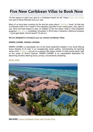 Five New Caribbean Villas to Book Now