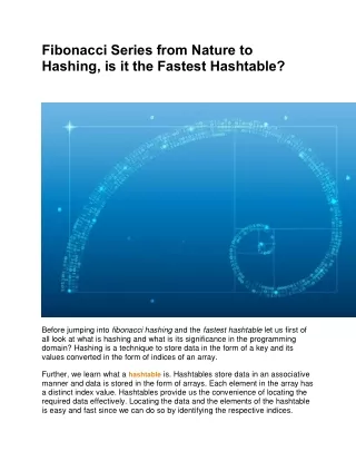 Fibonacci Series from Nature to Hashing, is it the Fastest Hashtable