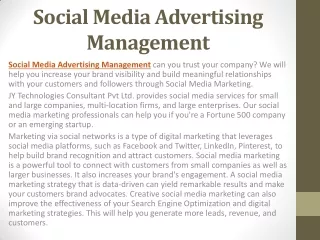Social Media Advertising Management