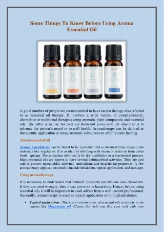 Some Things To Know Before Using Aroma Essential Oil