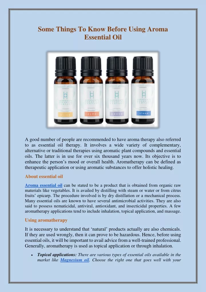 some things to know before using aroma essential