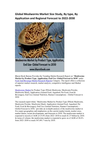 global mealworms market size study by type