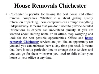 House Removals Chichester