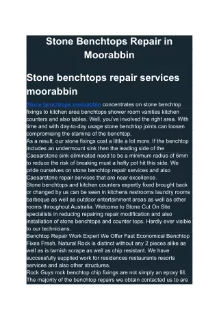 Stone Benchtops Repair in Moorabbin