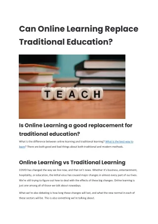 can online learning replace traditional education