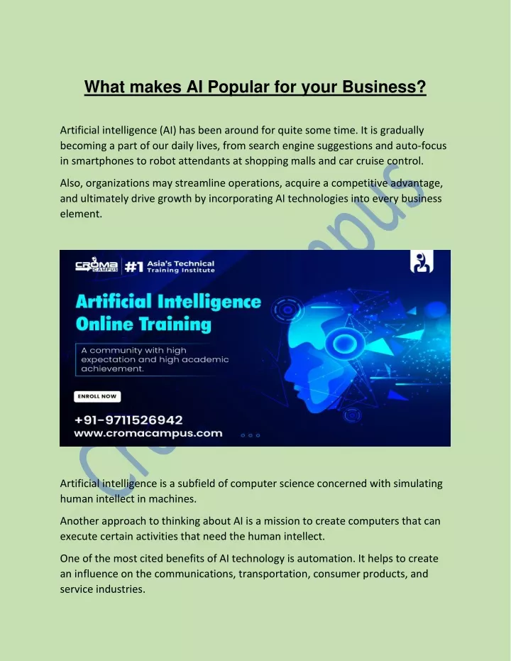 what makes ai popular for your business