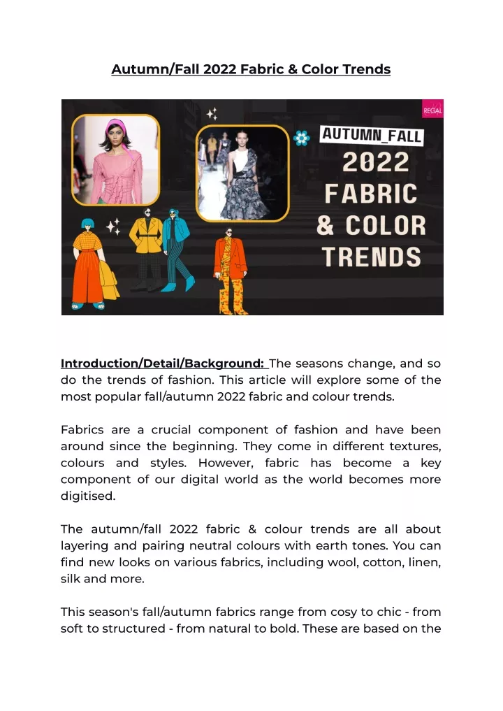 autumn fall 2022 fabric color trends