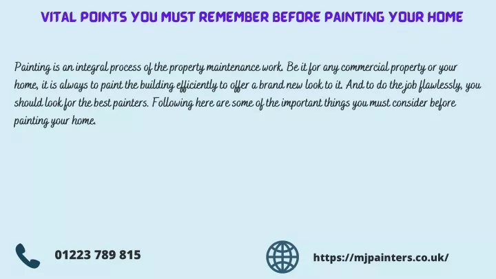 vital points you must remember before painting