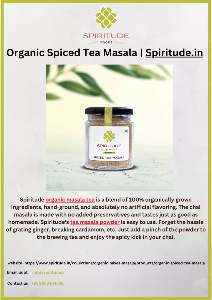organic spiced tea masala spiritude in