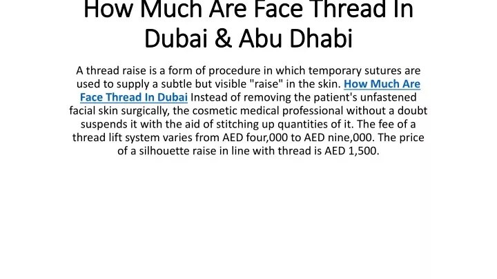 how much are face thread in dubai abu dhabi
