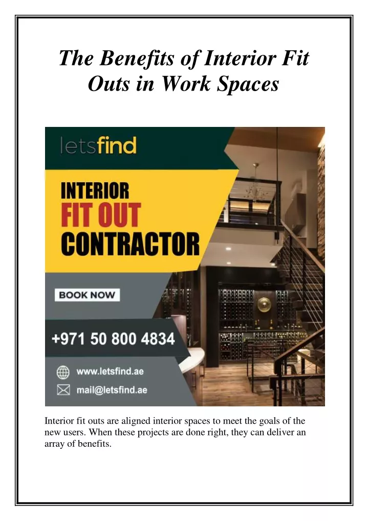 the benefits of interior fit outs in work spaces