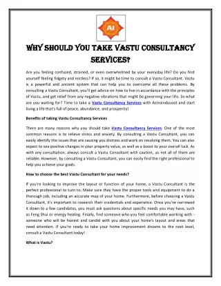 why should you take vastu consultancy why should