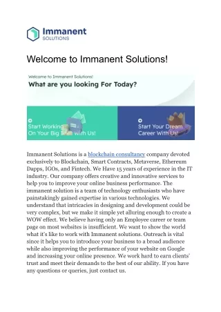 welcome to immanent solutions
