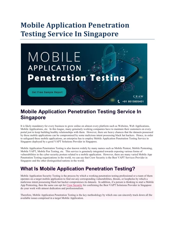 mobile application penetration testing service