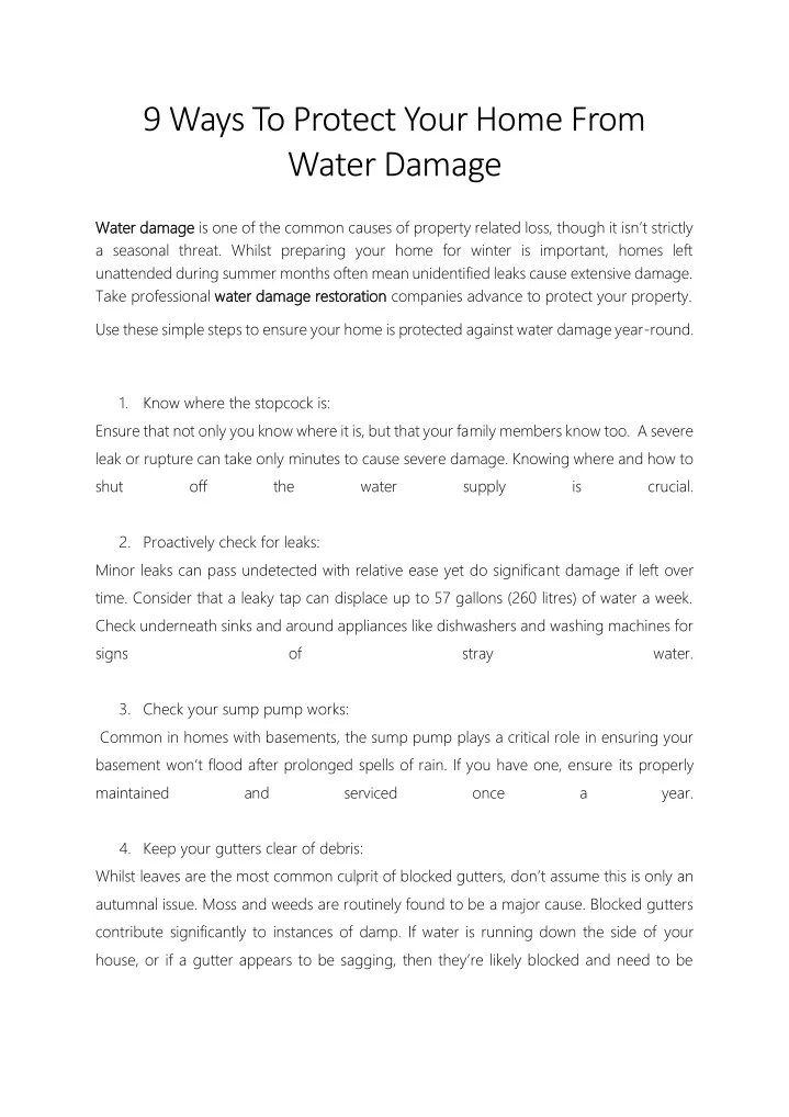 9 ways to protect your home from water damage