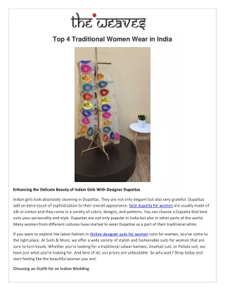 Top 4 Traditional Women Wear in India