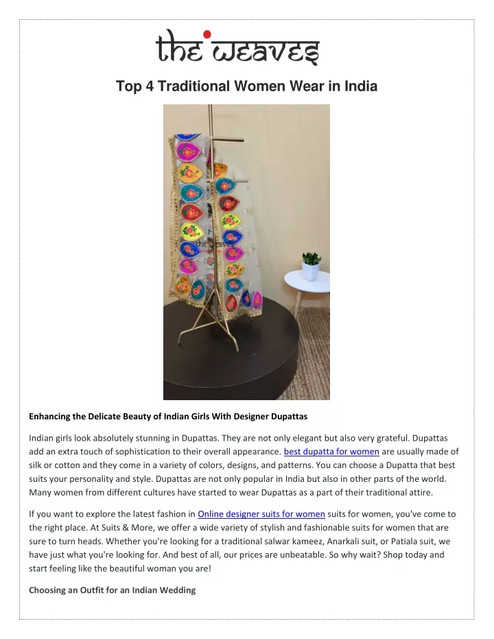 PPT - Top 4 Traditional Women Wear in India PowerPoint Presentation