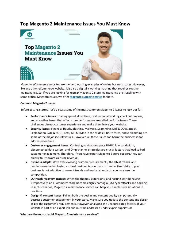 top magento 2 maintenance issues you must know