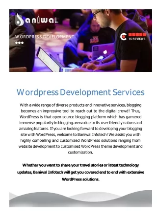 WordPress Development Services Provider Company - Baniwal Infotech