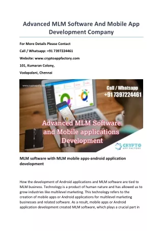 advanced mlm software and mobile app development