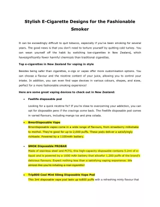 Stylish E-Cigarette Designs for the Fashionable Smoker