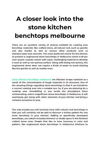 A closer look into the stone kitchen benchtops melbourne