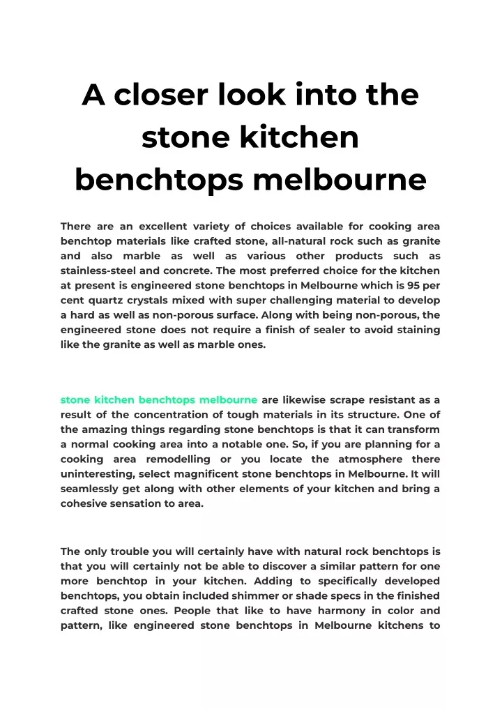 a closer look into the stone kitchen benchtops