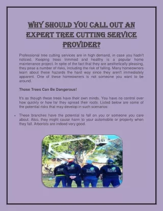 Why should you call out an expert tree cutting service provider?