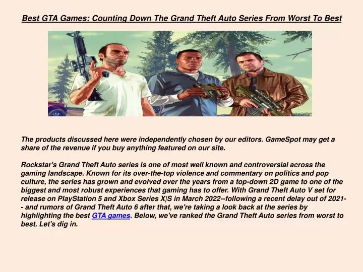 best gta games counting down the grand theft auto