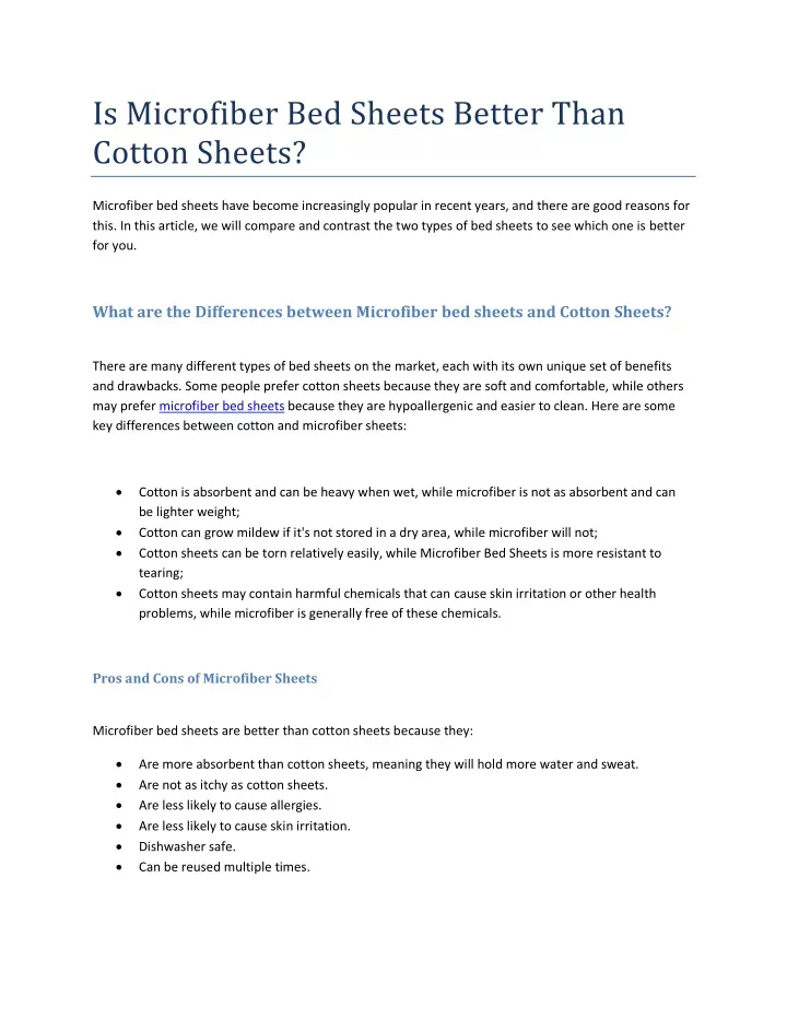 is microfiber bed sheets better than cotton sheets